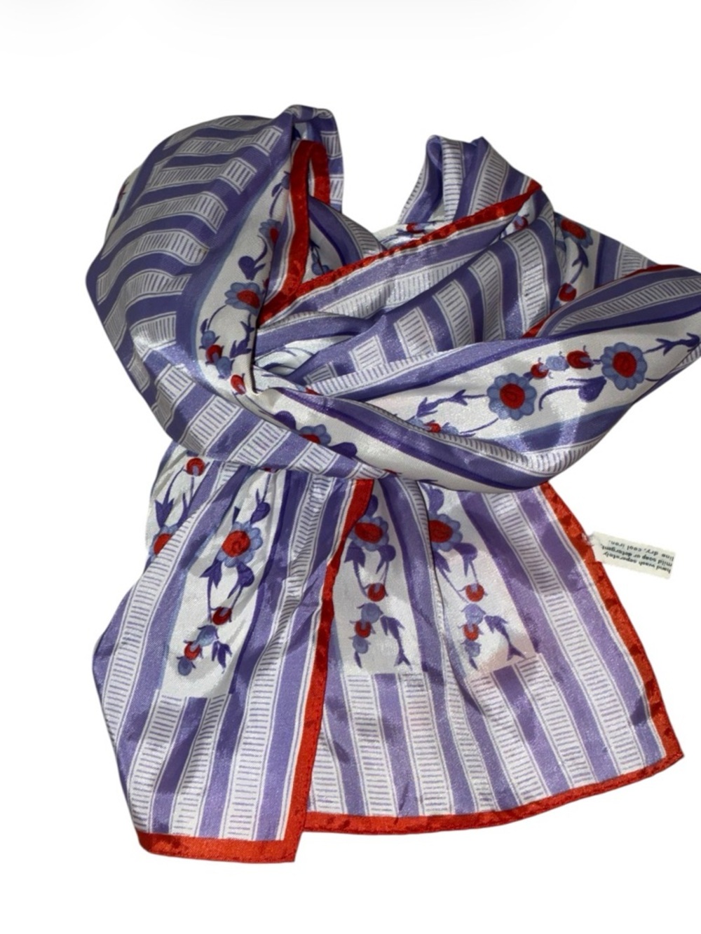 Vera Elegant Floral Stripe Scarf in Lavender and Red